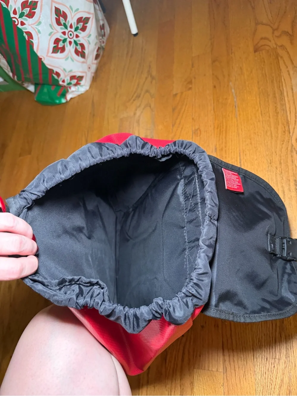 Manhattan Portage red backpack